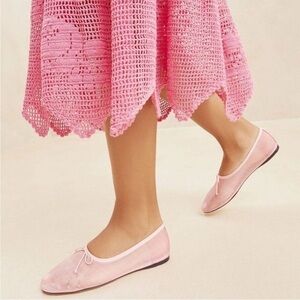 Loeffler Randall Ballet Flats Landon Bow in Mesh Pink